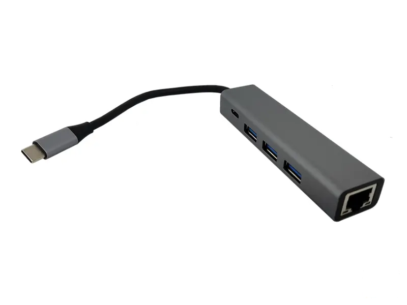 FAST ASIA Adapter-konvertor TIP C na 3xUSB 3.0+TIP C+RJ45 