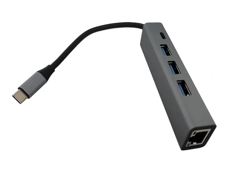FAST ASIA Adapter-konvertor TIP C na 3xUSB 3.0+TIP C+RJ45 