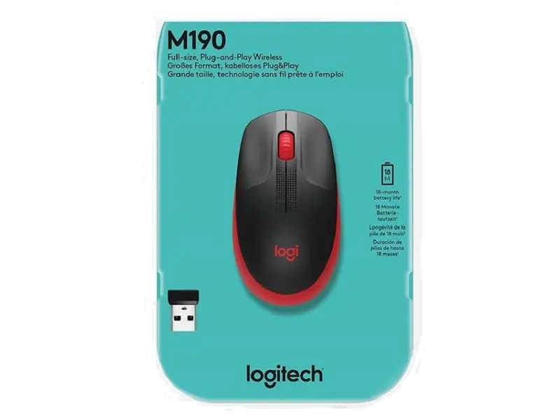 LOGITECH M190 Full-Size Wireless crveni miš 