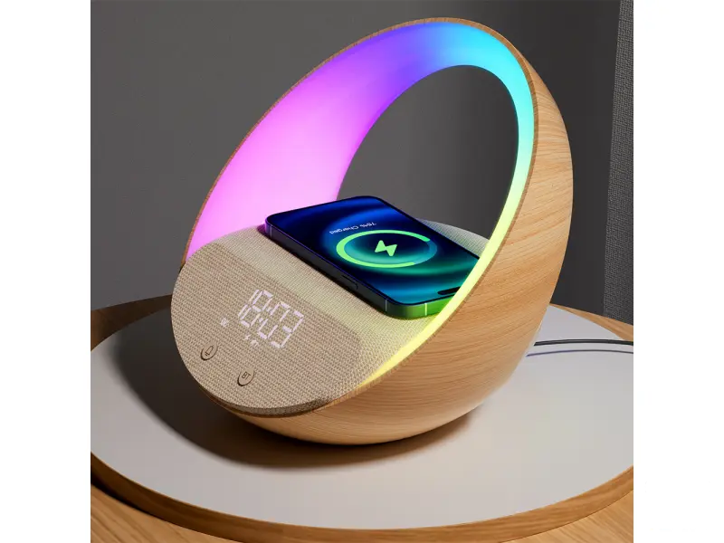 Moye Aurora Glow Lamp with Clock, Wireless speaker and Wi-Fi charger