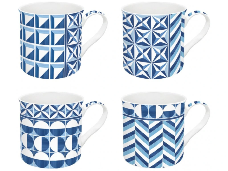 SET SOLJA 4/1 GEOMETRIC BLUE