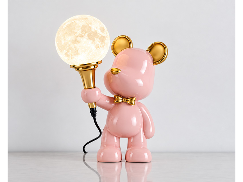 MARLUX L14 dekorativna stona lampa roze sa belom kuglom