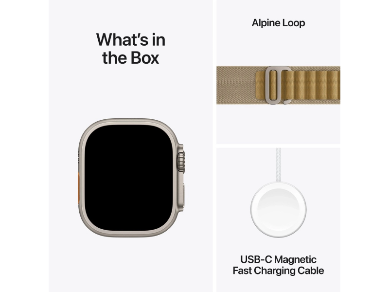 APPLE Watch Ultra2 v2 Cellular 49mm Natural Titanium Case with Tan Alpine Loop - Medium (mx4f3se/a)