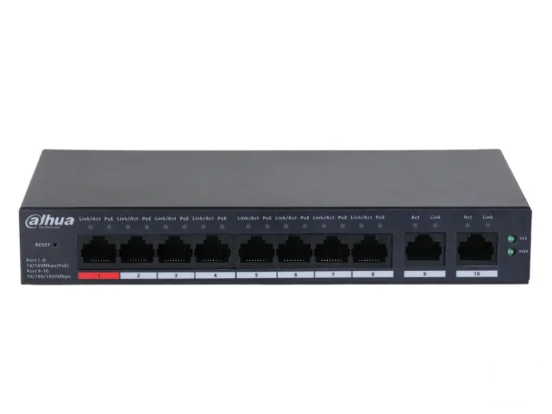 DAHUA CS4010-8ET-110 10-Port Cloud Managed Desktop Switch with 8-Port PoE 