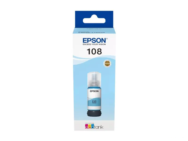 EPSON C13T09C54A EcoTank Ink Bottle Br.108, Light Cyan, (70ml), 7200 str. (2100 colour photos 10x15cm) - za EcoTank L8050, L18050