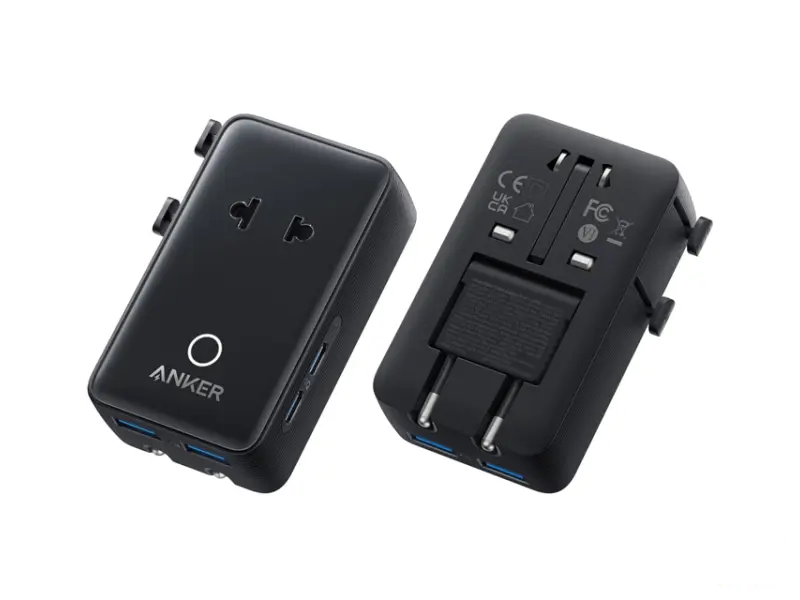 ANKER Nano 20W putni zidni punjač 5-portova (2x USB-A, 2x USB-C, utičnica EU na US, UK, AU i EU), crni 