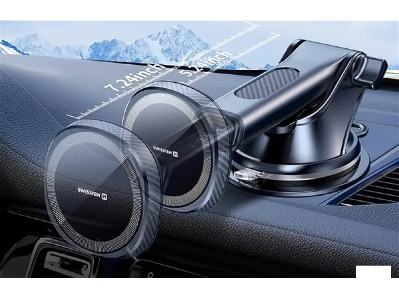 Swissten Magnetic Car Holder with Wireless Charger 15W (MagSafe compatible)