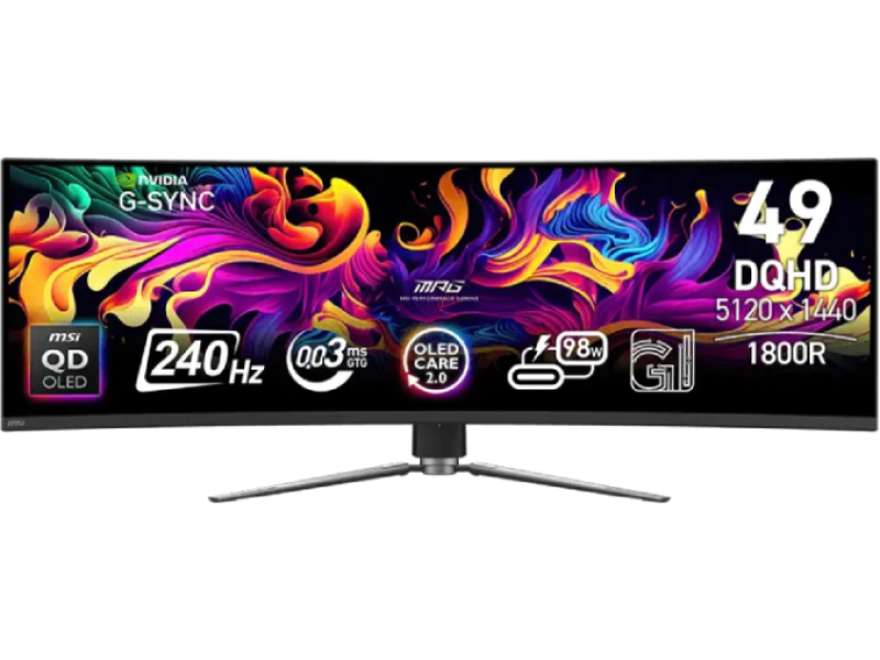 MSI 49 inča MPG 491CQPX QD-OLED DQHD 5120x1440 240Hz FreeSync Premium Pro zakrivljeni gaming monitor