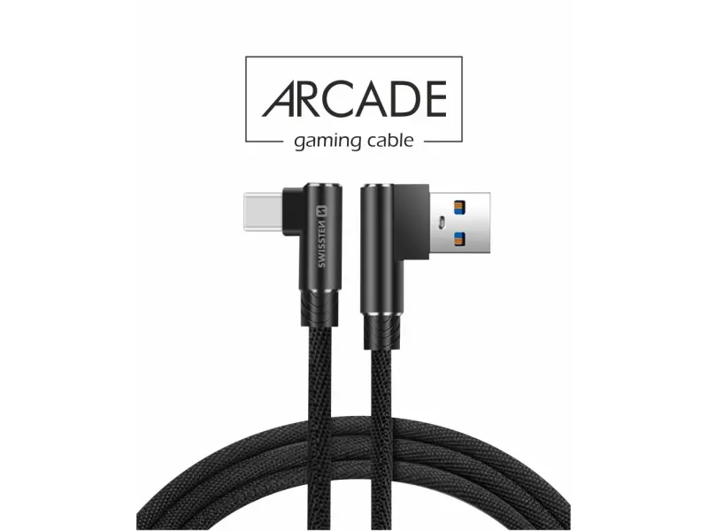 Swissten Kabl Arcade Gaming USB To Type-C 100W USB 1.2m - Black