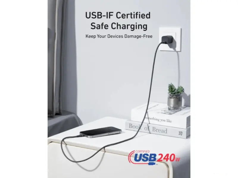 ANKER USB tip-C kabl M/M 0.9m, za Super brzo punjenje 240W/480Mbps, pleteni, crni 
