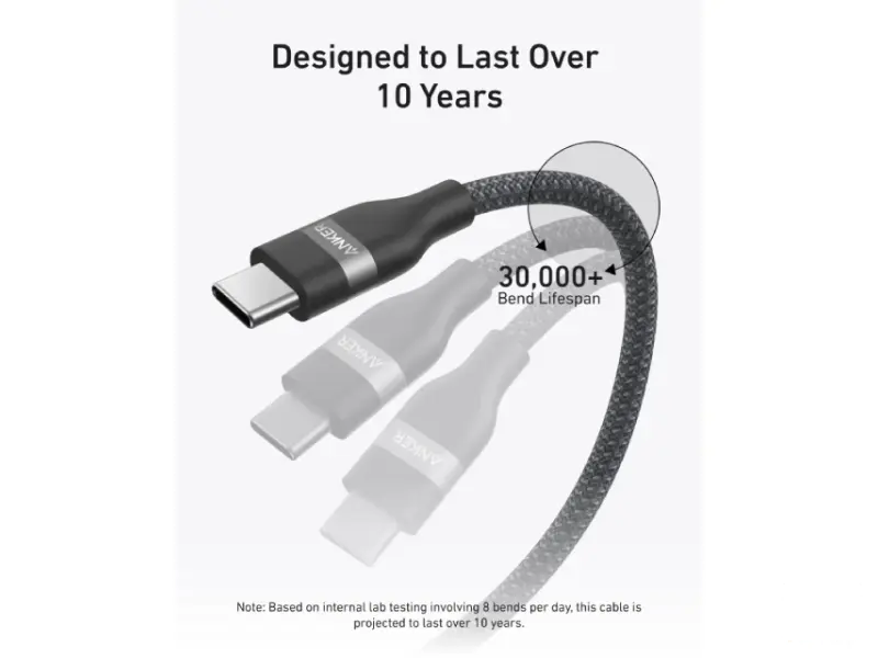 ANKER USB tip-C kabl M/M 0.9m, za Super brzo punjenje 240W/480Mbps, pleteni, crni 