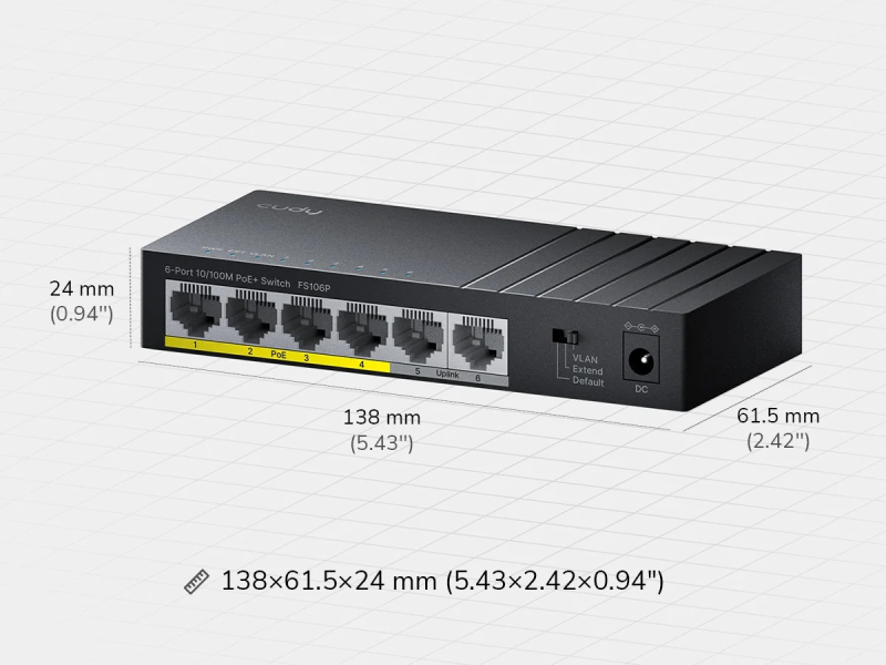 CUDY Switch FS106P, 6x 10/100Mbps RJ45 ports, 4 PoE+ ports