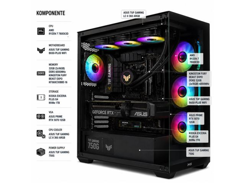 MSGW R7-7800X3D/B650/32G/1T/RTX5070/750G