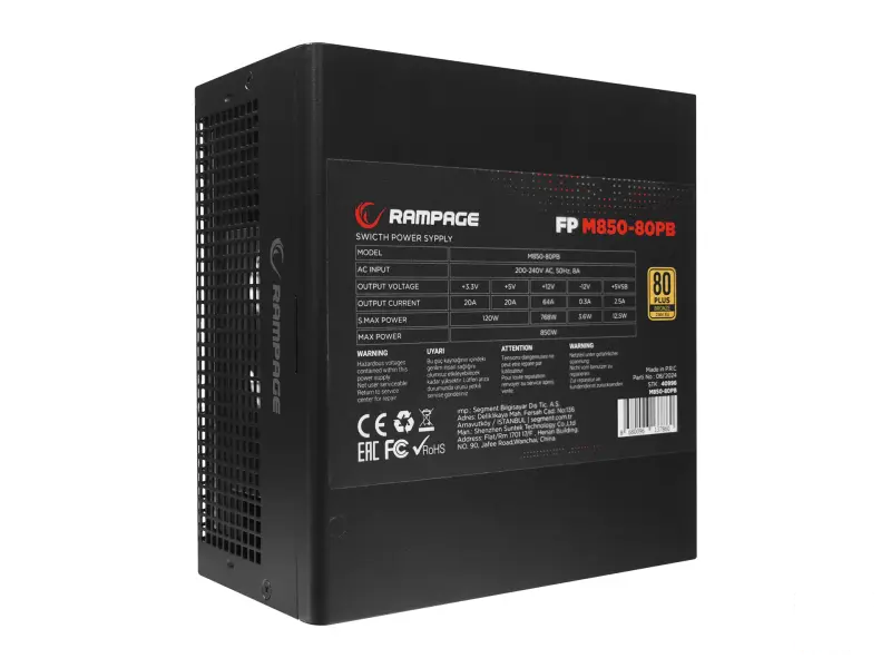 Rampage Napajanje M850-80PB 850W 80+ Bronze Full Modular