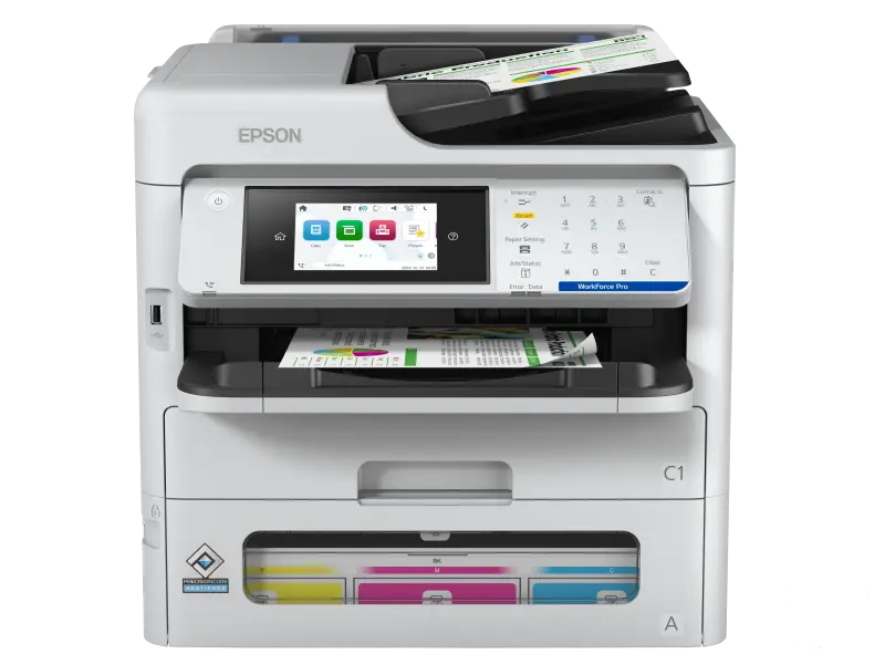 Epson MFP WorkForce Pro EM-C800RDWF (RIPS) 4 in 1 (A4 Color) --- (Print, Scan, Copy, Fax), WRLS, Duplex, ADF, Print 25/25 ppm, Fioka 1 (250 listova A4) + 80 listova RASF