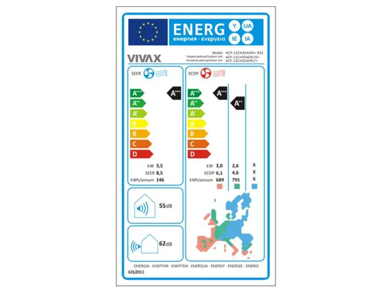 VIVAX COOL, klima uređaji, ACP-12CH35AERI+ R32 ZLATNA