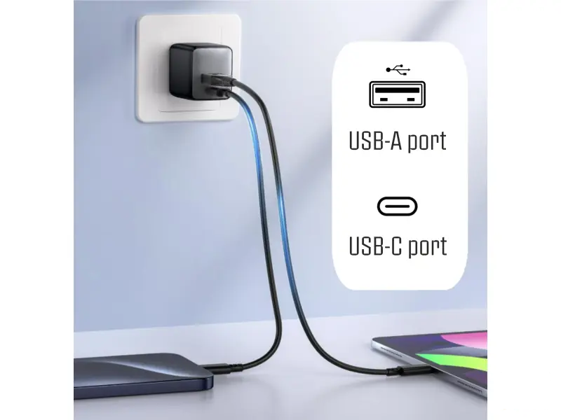 iPEAX Adapter GaN 25W (USB-C + USB-A) Black