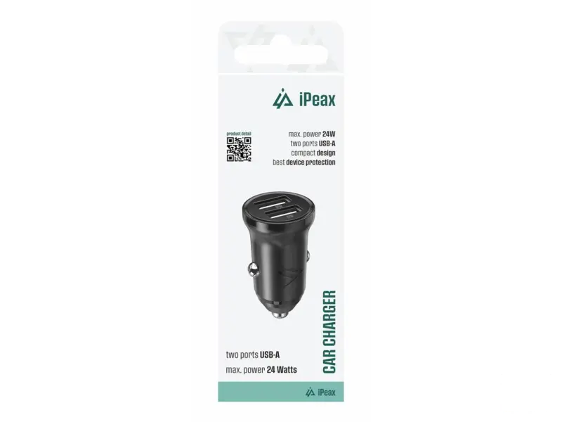iPEAX Car Charger CL-02, 4.8A, 2x USB-A BLACK