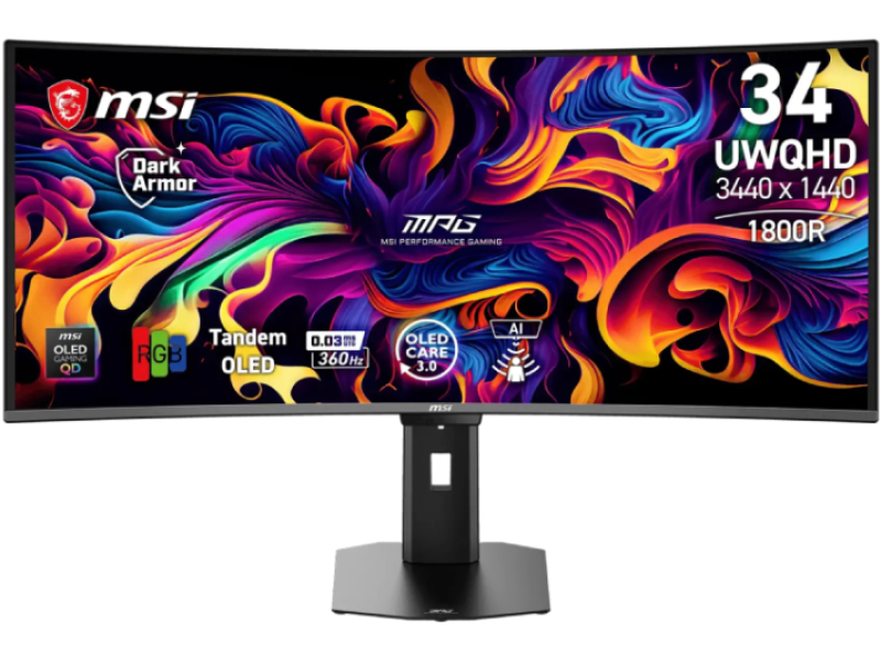 MSI 34 inča MPG 341CQR QD-OLED X36 UWQHD 3440x1440 360Hz FreeSync Premium Pro zakrivljeni gaming monitor