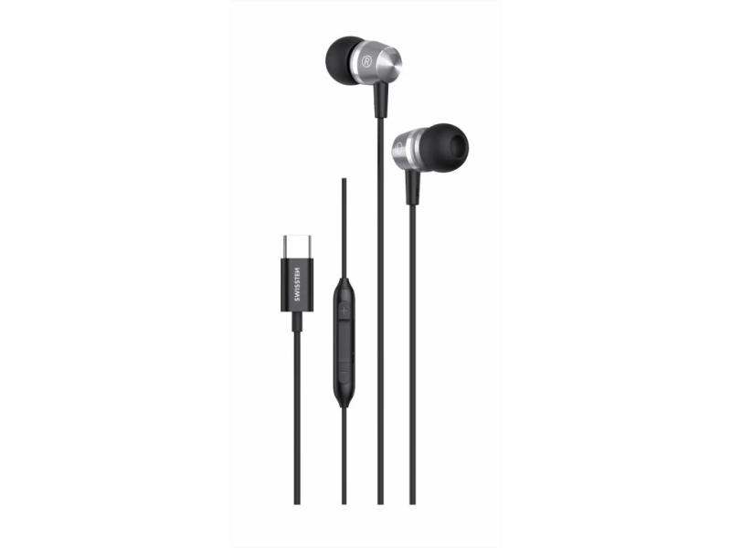 Swissten USB-C EARPHONES METALLIC BLACK