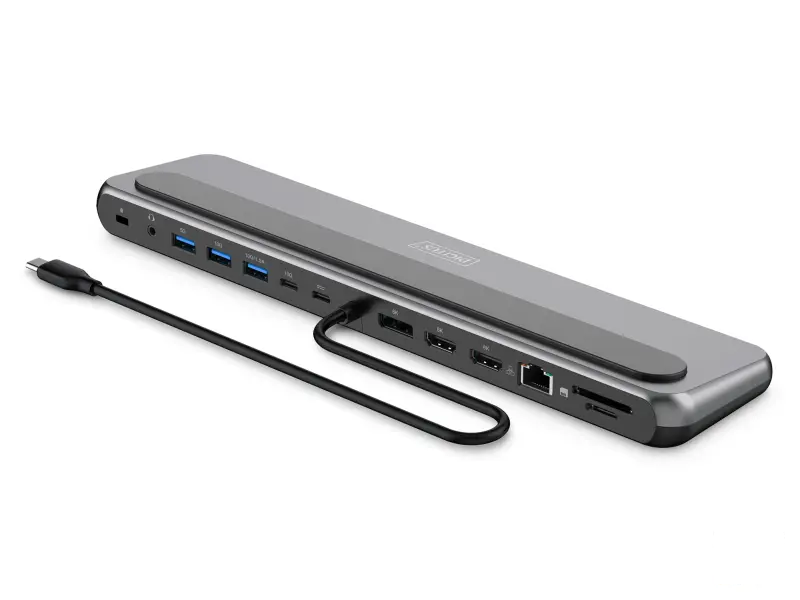 Digitus HUB 12 in 1, 2x HDMI, 1x DP, 3x USB 3.2, 1x USB Type-C, 1x USB Type-C PD, 1x RJ45 Gigabit Ethernet, 2x card reader, 1x 3.5mm