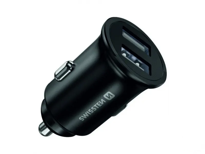 Swissten CAR CHARGER 2x USB 4,8A METAL BLACK