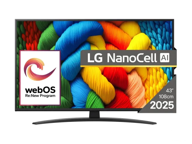 LG 43NANO81A3A LED TV 43" ultra HD, NanoCell, WebOS 25 smart, Alpha7 AI CPU 4K Gen8, magic remote