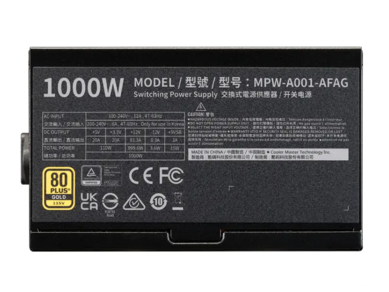COOLER MASTER Elite Gold 1000W napajanje (MPW-A001-AFAG-BEU) 5Y 