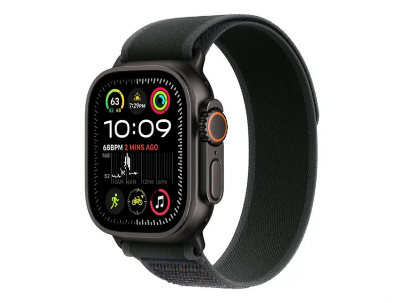 APPLE Watch Ultra2 v2 Cellular 49mm Black Titanium Case with Black Trail Loop - M/L (mx4v3se/a) 