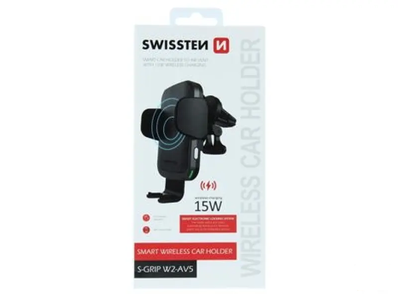 Swissten Car holder with wireless charger, S-grip W2-AV5