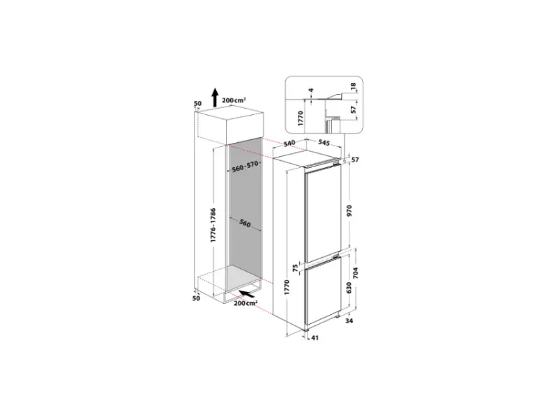 WHIRLPOOL WHC18D011C1 SF ugradni frižider 