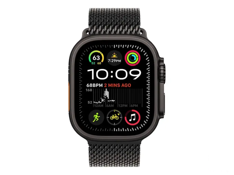 APPLE Watch Ultra2 v2 Cellular 49mm Black Titanium Case with Black Titanium Milanese Loop - M (mx5u3se/a) 
