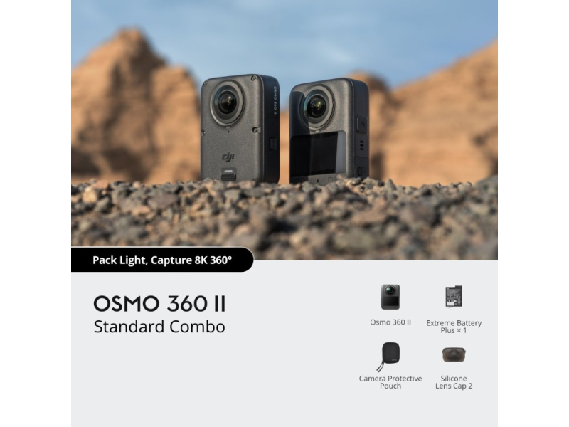 DJI Osmo 360 II Standard Combo, Native 8K/60fps, 1 360 imaging, 105GB of