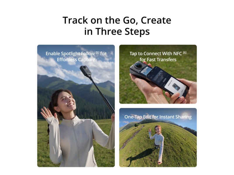 DJI Osmo 360 II Standard Combo, Native 8K/60fps, 1 360 imaging, 105GB of