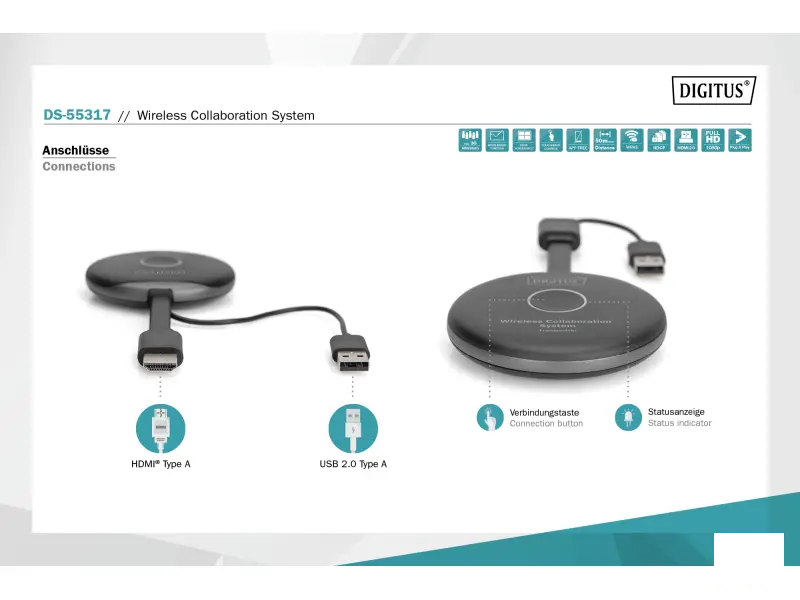 Digitus Click & Present Pro - BYOD Collaboration System HDMI, 2x TX, 1x RX