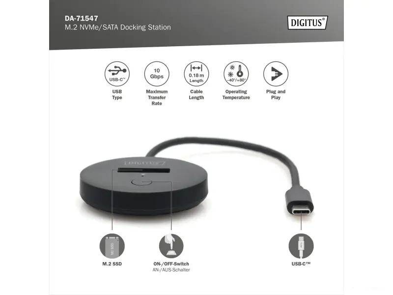 Digitus Dock za m.2 NVMe/SATA - USB Type-C Gen 2