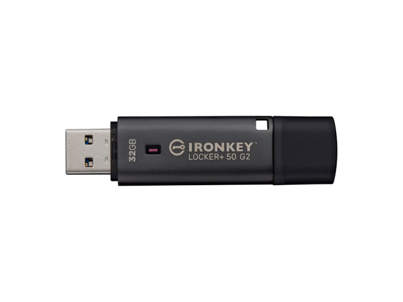 KINGSTON IronKey Locker+ 50 G2 Encrypted USB Flash Drive, 145/115 MB/s Read/Write, USB Type-A