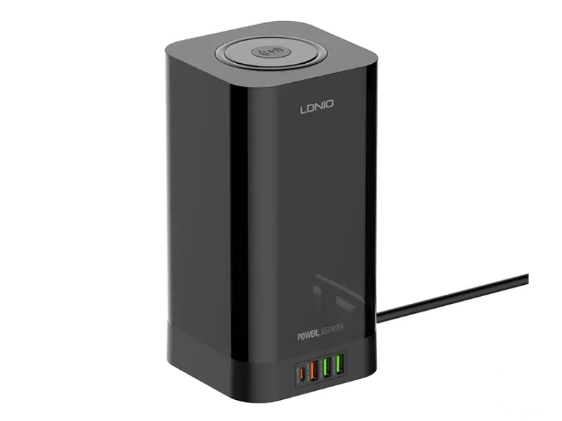 LDNIO SEW4485 Kabl naponski produžni 3 x šuko + 2 x USB + 1 x Tip C + Wireless punjač 15W crni 