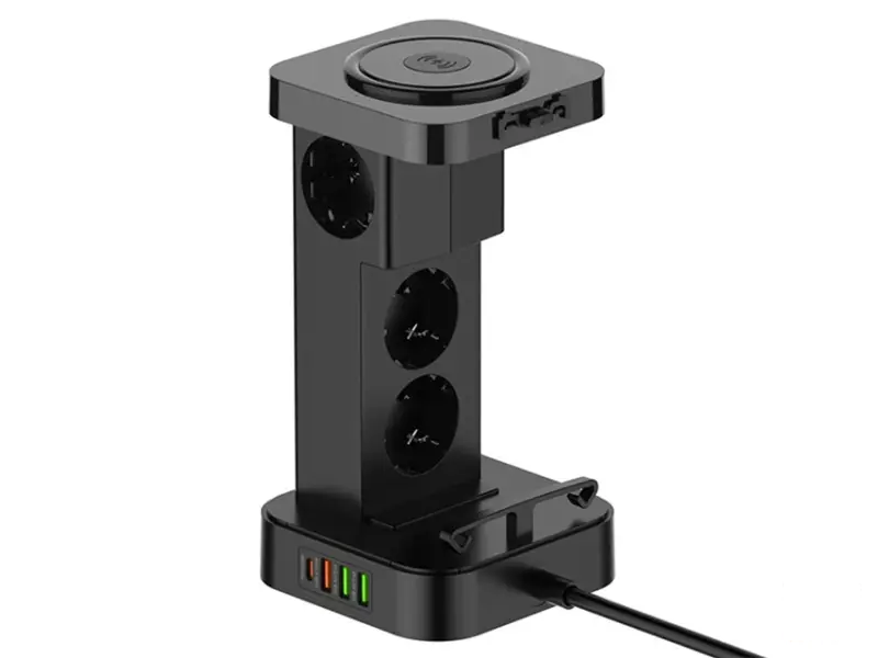 LDNIO SEW4485 Kabl naponski produžni 3 x šuko + 2 x USB + 1 x Tip C + Wireless punjač 15W crni 