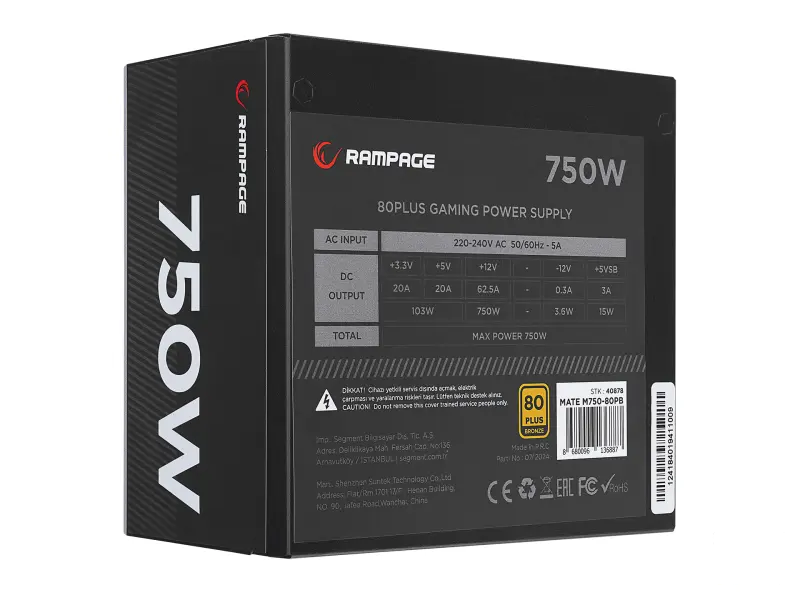 Rampage Napajanje MATE M750-80PB 750W 80+ Bronze Full Modular White