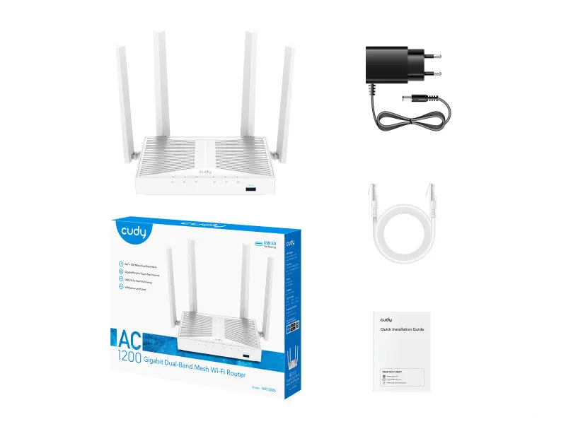 CUDY Router WR1300S AC1200 Gigabit Mesh USB