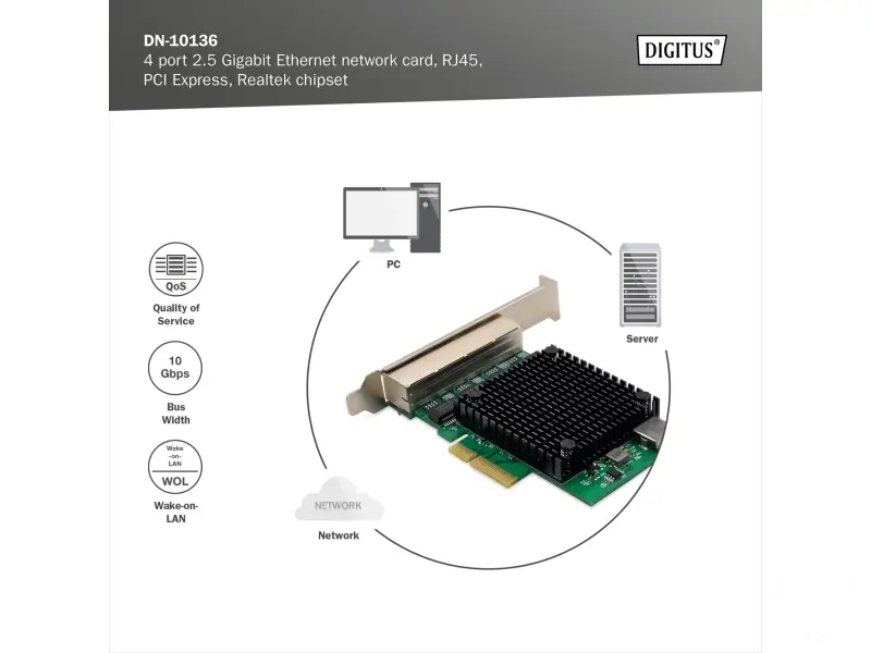 Digitus Mrezna kartica 4-port 2.5 Gigabit, PCI express