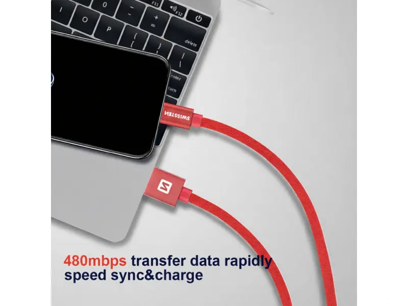 Swissten Data kabl Textile USB / USB-C 1.2m Red