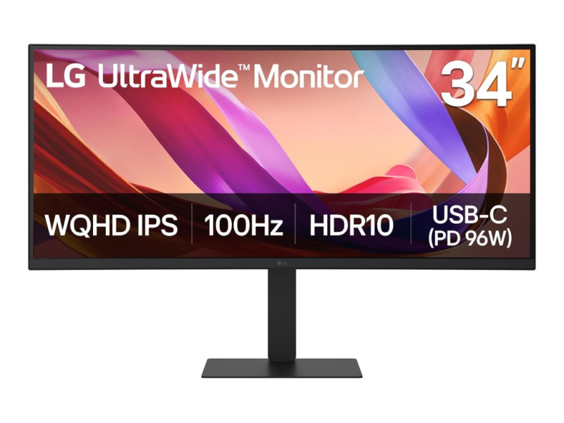 LG 34" Curved UltraWide WQHD Monitor 34U650A-B,3440x1440,21:9,100Hz, HDMI*2/DP,7W* 2, HAS, USB-C,LAN