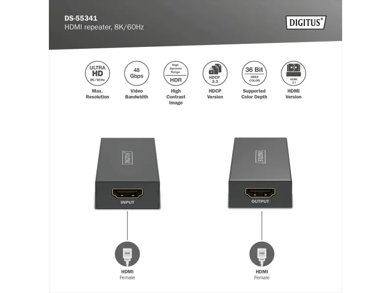 Digitus HDMI Repeater, 8K/60Hz