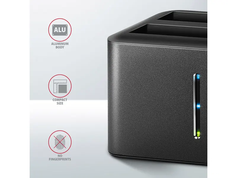 Axagon Dock 2x2.5", USB 3.2, metal, disk cloning