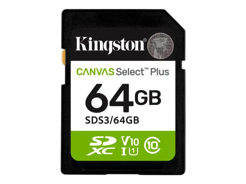 KINGSTON SDXC Card 64GB CANVAS Select Plus C10, UHS-I, V10, up to 100 MB/s