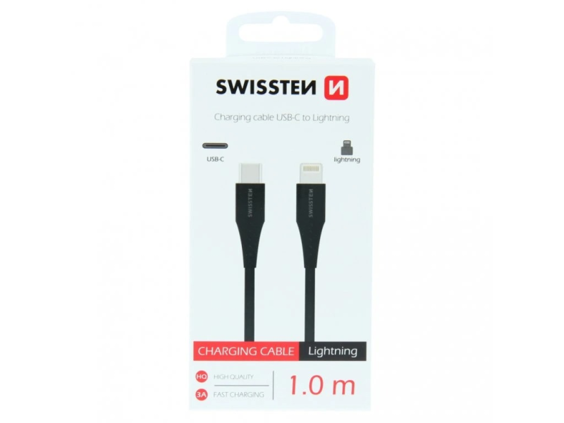 Swissten CHARGING CABLE USB-C / LIGHTNING 1,0 M BLACK