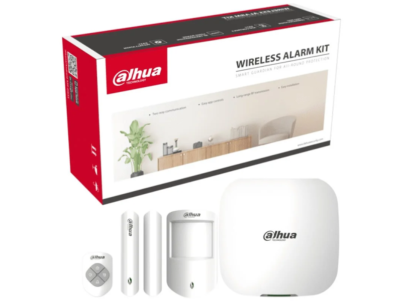 Dahua Alarm KIT DHI-ART-ARC3000H-03-GW2(868), bežični alarmni sistem 868MHz, Hub + PIR detektor + magnetni kontakt + daljinski, do 150 bežičnih uređaja, Ethernet/Wi-Fi/GPRS/LTE, Dual SIM, SOS alarm, video povezivanje kroz aplikaciju, ANR, AES128, napajanje 12VDC