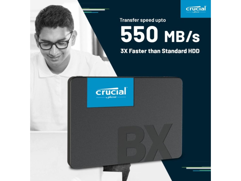 CRUCIAL BX500 500GB 3D NAND SATA 2.5-inch SSD, Sequential Read: 550 MB/s, Sequential Write: 500 MB/s